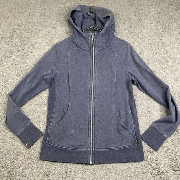 Lululemon Hoodie Womens 10 Blue Full Zip Hoodie Yoga Gym Athleisure Casual FLAW - Picture 1 of 10